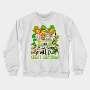 Great Grandma Of The Wild One Animal 1st Birthday Crewneck Sweatshirt